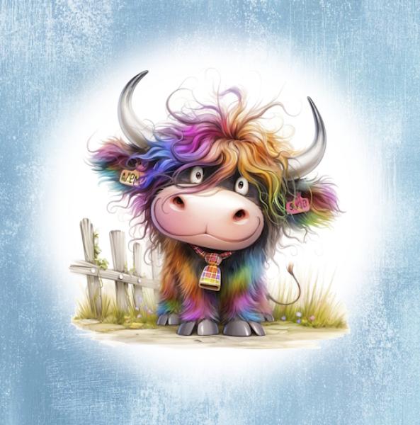 Crazy Animals - Panelbild Rind 70cm - BIO Jersey